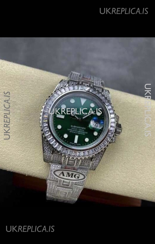 Rolex Submariner 116610 Iced Out Edition 19 Green Dial Swiss Replica Watch 