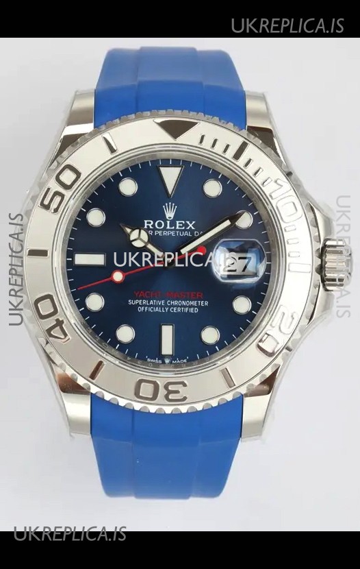 Rolex Yachtmaster 40mm Blue Dial Rubber Strap Super Clone Watch 