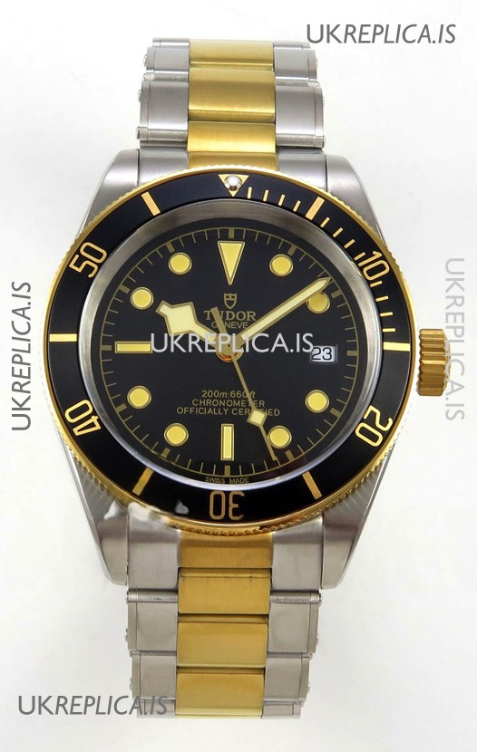 Tudor Black Bay 41 Two Tone Yellow Gold Black Dial Super Clone Watch 