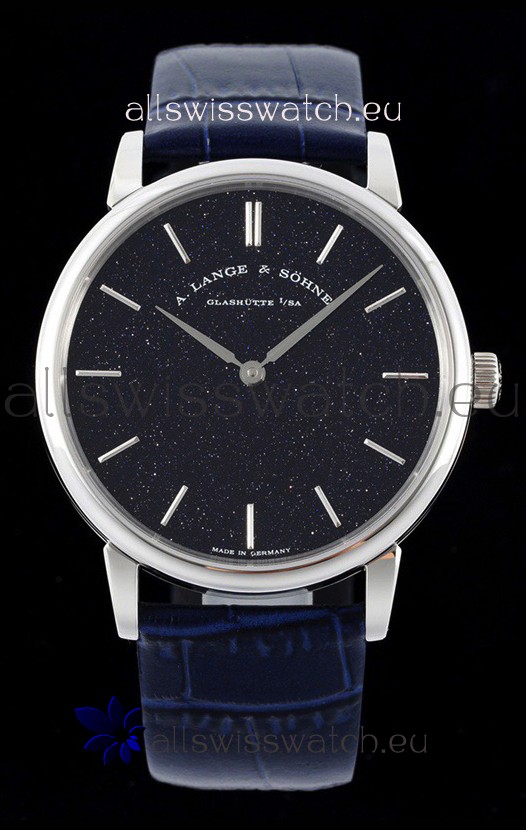 A.Lange & Sohne Saxonia Thin Swiss Replica Watch Steel Case Blue Dial