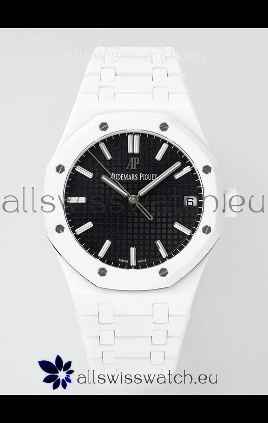 Audemars Piguet Royal Oak 15500 White Ceramic Super Clone Black Dial Watch 