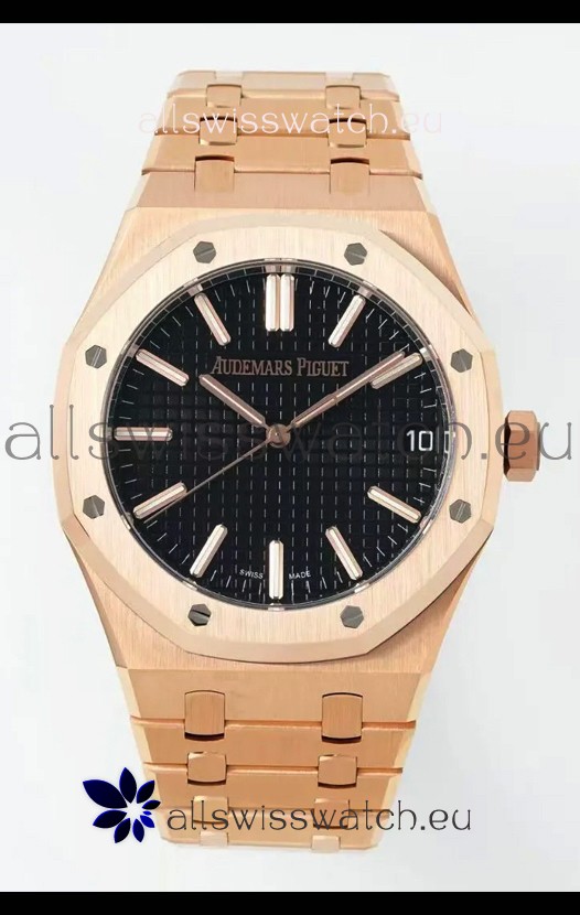Audemars Piguet Royal Oak 15510OR 41MM Rose Gold Black Dial Super Clone Replica Watch