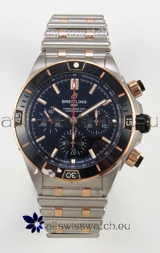 Breitling Chronomat Super Clone B01 42 Edition Swiss Two Tone Black Dial Watch 