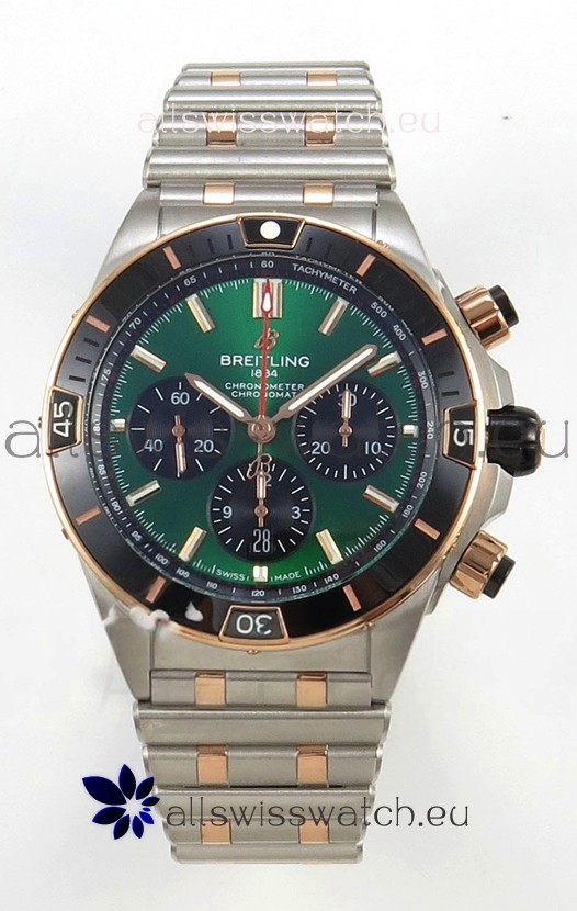 Breitling Chronomat Super Clone B01 42 Edition Swiss Two Tone Green Dial Watch 