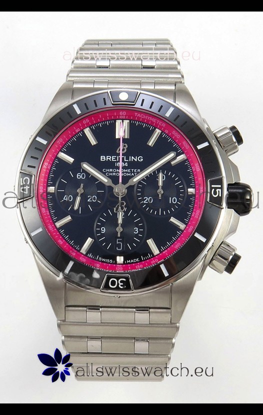 Breitling Chronomat Super Clone B01 42 Edition Swiss 904L Steel Watch Black/Red Dial 