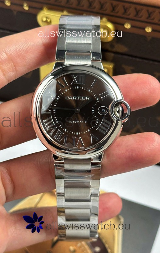 Ballon De Cartier Brown Dial 1:1 Mirror Swiss Replica Watch in 904L Steel Casing - 42MM