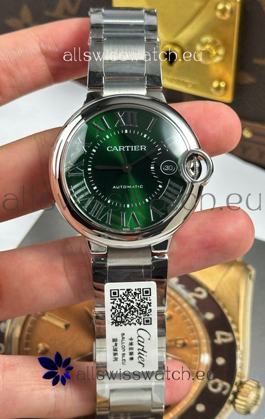 Ballon De Cartier Green Dial 1:1 Mirror Swiss Replica Watch in 904L Steel Casing - 42MM