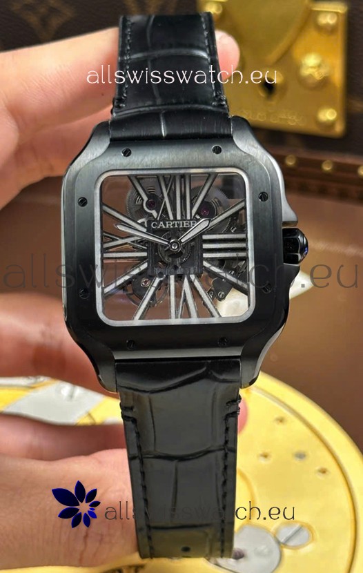 Santos De Cartier Super Clone Watch in Skeleton Dial PVD MLF Coating Watch 