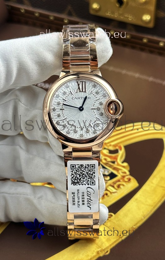Ballon De Cartier Swiss Quartz 1:1 Mirror Quality 33MM in Rose Gold 