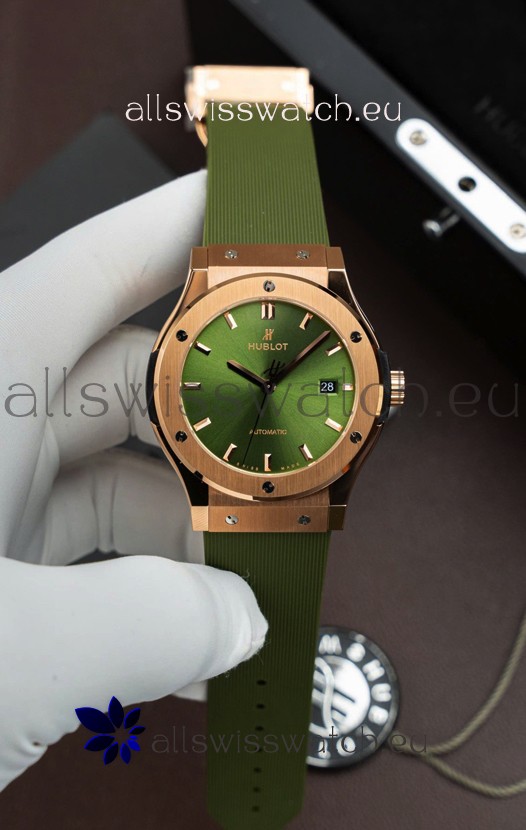 Hublot Super Clone Classic Fusion Titanium Rose Gold Green Dial 42MM Watch