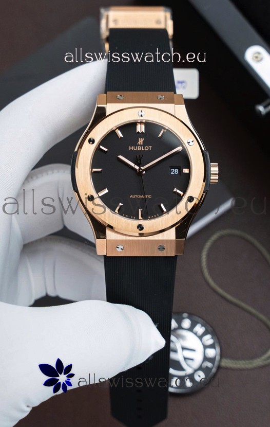 Hublot Super Clone Classic Fusion Titanium Rose Gold Black Dial 42MM Watch