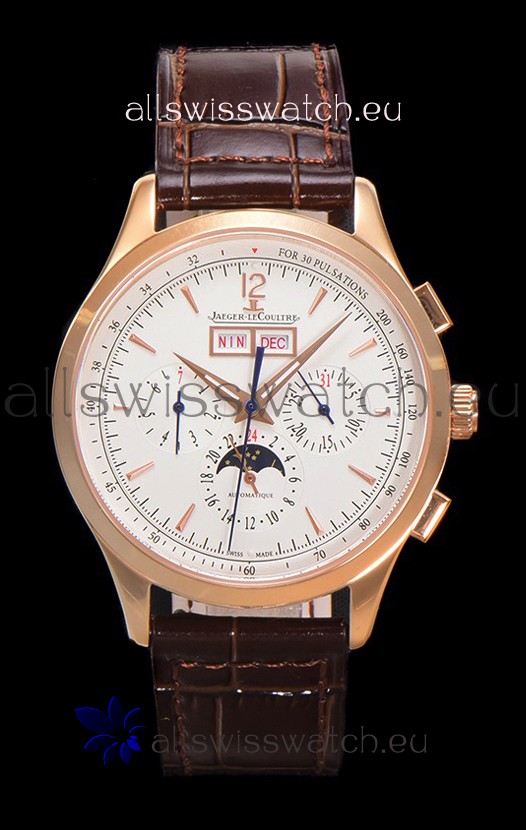 Jaeger LeCoultre Master Control Chronograph Calendar Rose Gold Swiss Replica Watch 