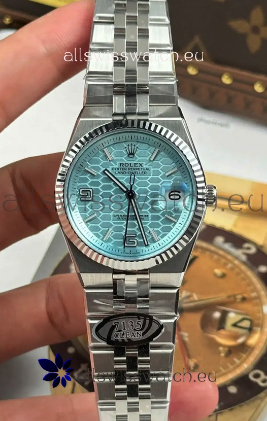 Rolex Land-Dweller 127236 Ice Blue Honeycomb 36MM Swiss Replica Watch 
