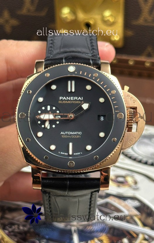Panerai Super Clone Submersible PAM974 Rose Gold Watch 42MM
