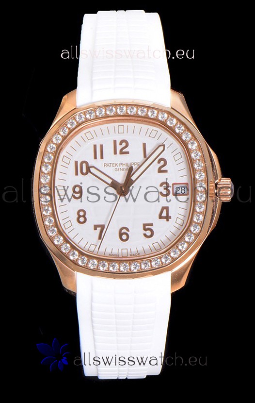 Patek Philippe Super Clone Aquanaut Rose Gold White Dial 38.5MM Watch 