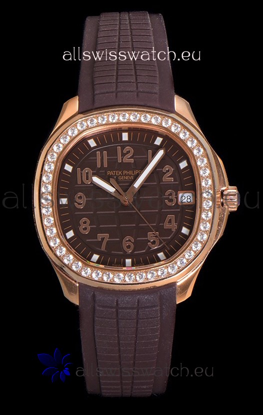 Patek Philippe Super Clone Aquanaut Rose Gold Brown Dial 38.5MM Watch 