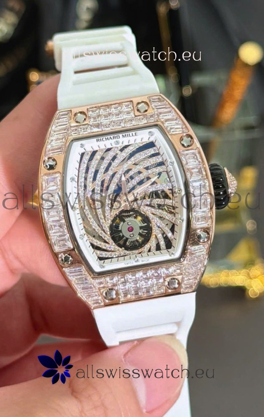 Richard Mille RM51-02 Rose Gold Casing Watch in Mossanites Automatic Movement