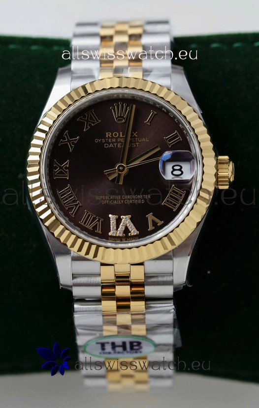 Rolex Datejust Cal.3235 Movement Super Clone Rose Gold 2 Tone 31MM Brown Dial Watch 