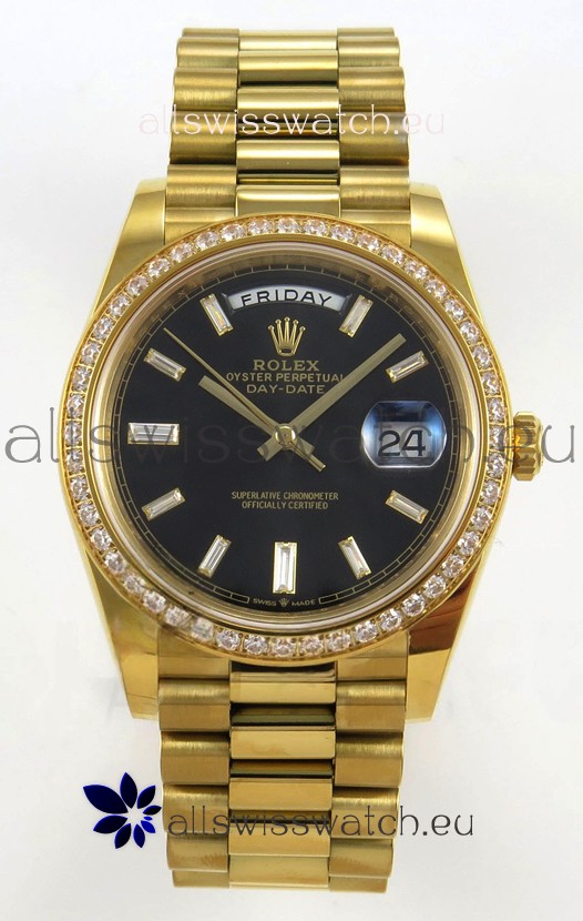 Rolex Day Date Super Clone Black Dial 40MM 220 Grams Swiss Replica watch 