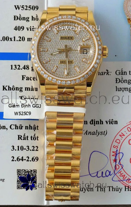 Rolex Day Date Super Clone Yelllow Gold Plated Custom Modified Diamonds Paved Watch