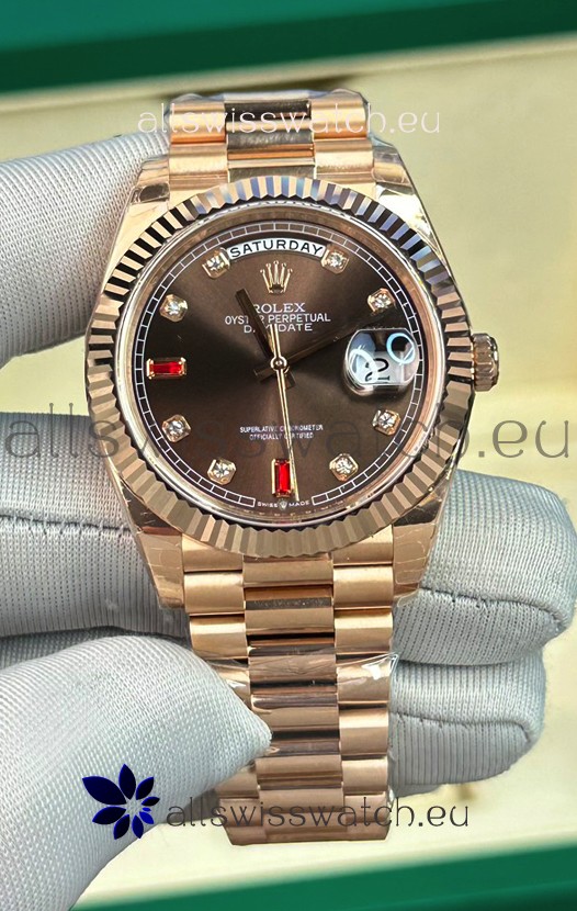 Rolex Day Date Presidential 18K Rose Gold Watch 40MM - Brown Dial 1:1 Mirror Quality