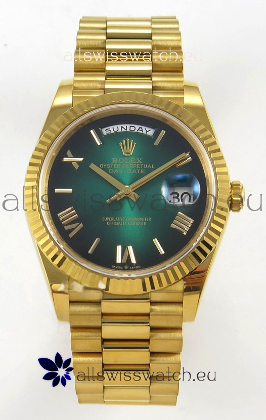 Rolex Day Date Super Clone Ombre Green Dial 40MM 220 Grams Swiss Replica watch 