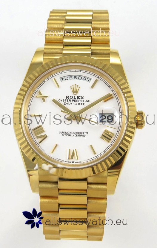 Rolex Day Date Super Clone White Dial 40MM 220 Grams Swiss Replica watch 