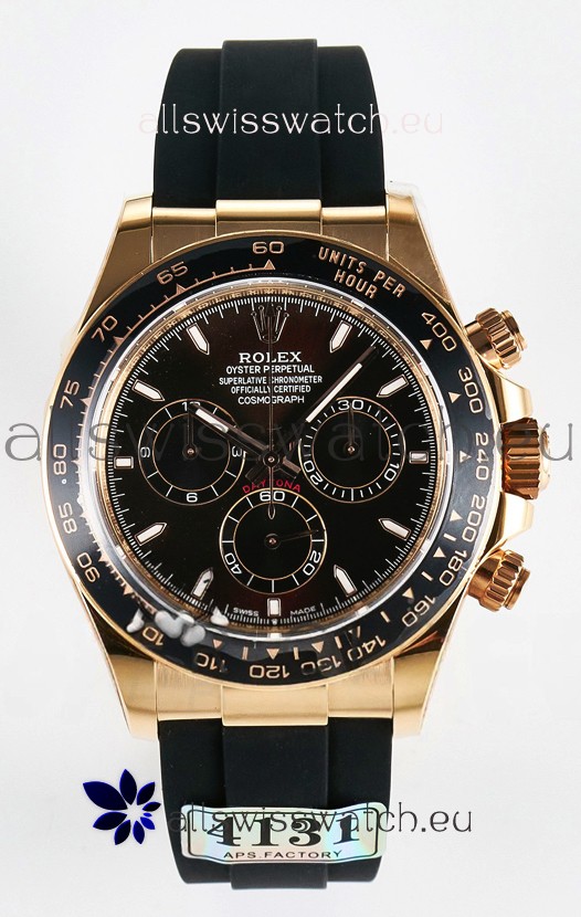 Rolex Daytona Super Clone 126515 Rose Gold Black Dial Original Cal.4131 Movement