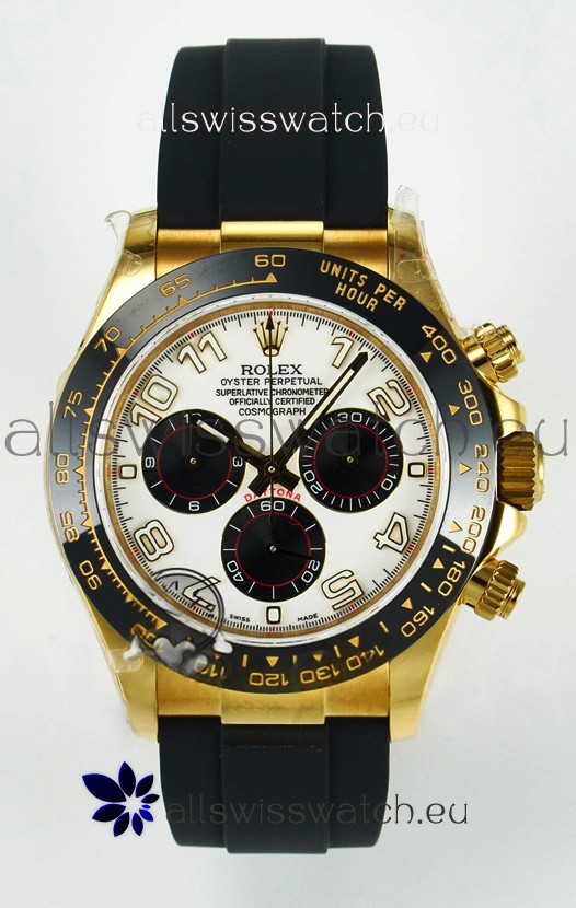 Rolex Daytona Super Clone 116518 Yellow Gold White Dial Original Cal.4130 Movement