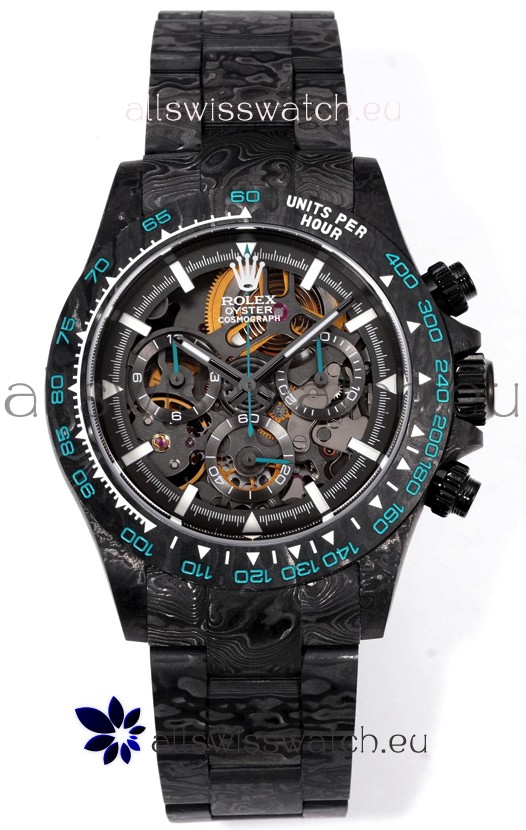 Rolex Daytona Blaken Black Carbon 1:1 Swiss Mirror Replica Skeleton Dial Cal.4130 Movement