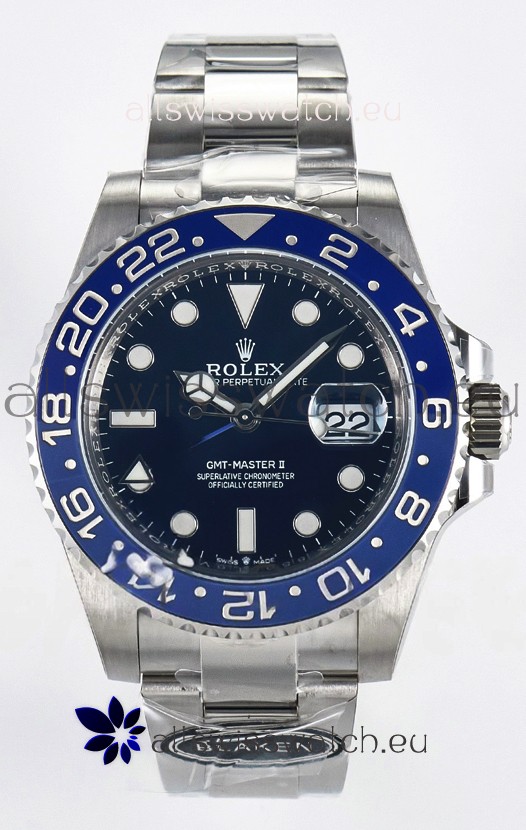 Rolex GMT Masters II Super Clone 126716 "Blaken" 904L Steel Blue Dial Watch 