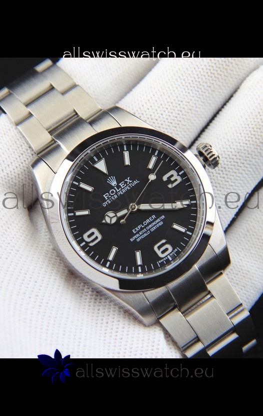 Rolex Explorer I Japanese Movement Replica Watch in Stainless Steel Black Dial 39MM