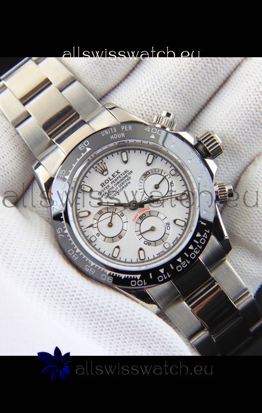 Rolex Daytona Japanese Movement Replica Watch in White Dial - Ceramic Bezel 
