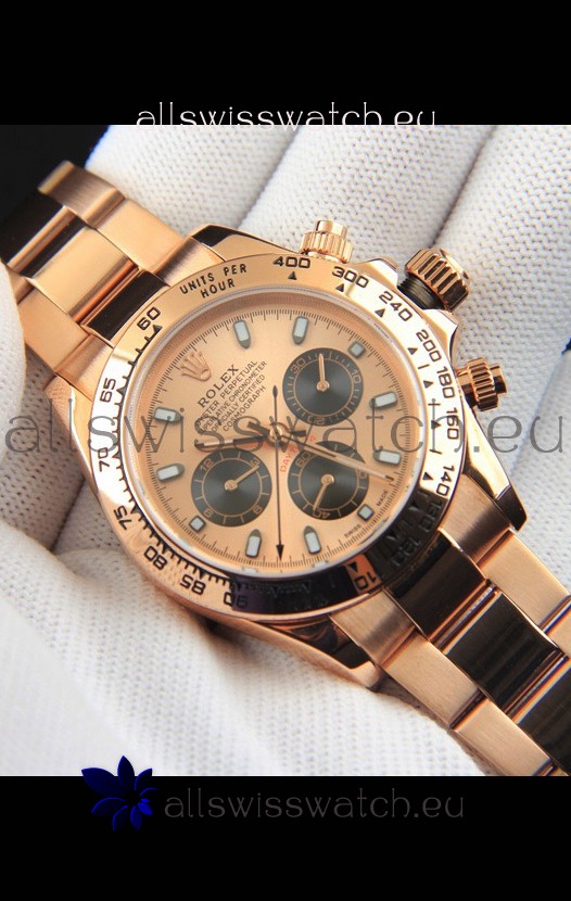 Rolex Daytona Japanese Movement Gold Casing Replica Watch in Gold Dial
