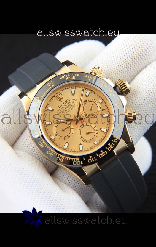 Rolex Daytona Japanese Movement Gold Casing Replica Watch in Gold Dial 