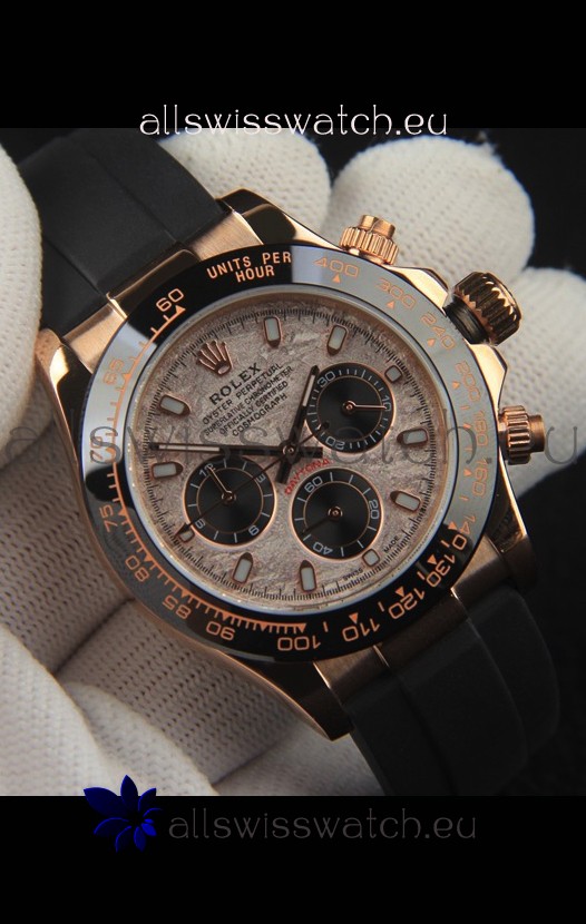 Rolex Daytona Japanese Movement Gold Casing Replica Watch in Meteorite Pattern Dial 