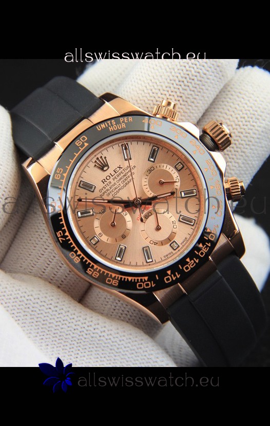 Rolex Daytona Japanese Movement Gold Casing Replica Watch in Champange Dial 