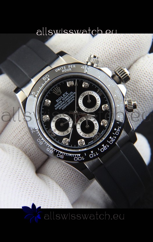 Rolex Daytona Japanese Movement Steel Casing Replica Watch in Black Dial