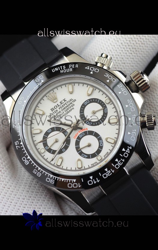 Rolex Daytona Japanese Movement Steel Casing Replica Watch in White Dial