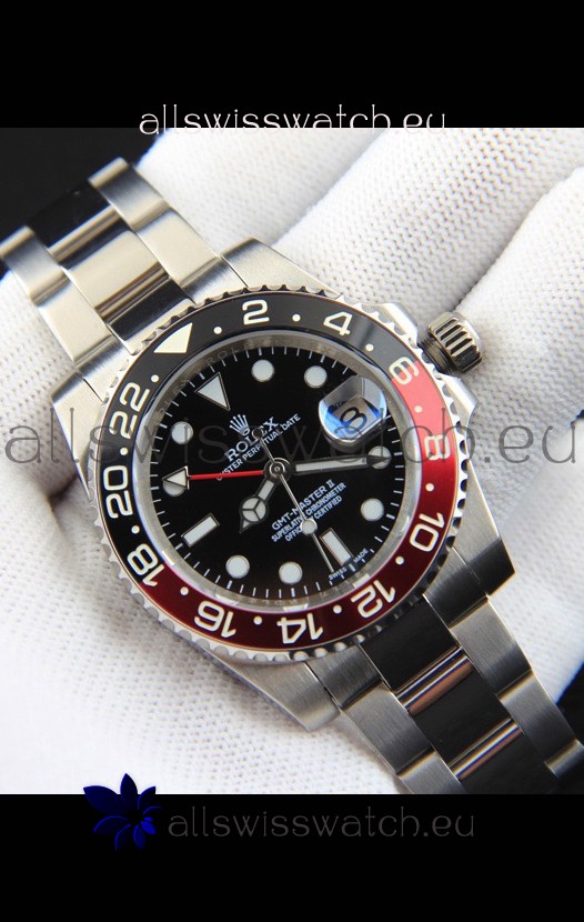 Rolex GMT Masters II Japanese Movement Replica Watch Steel Case Black Dial
