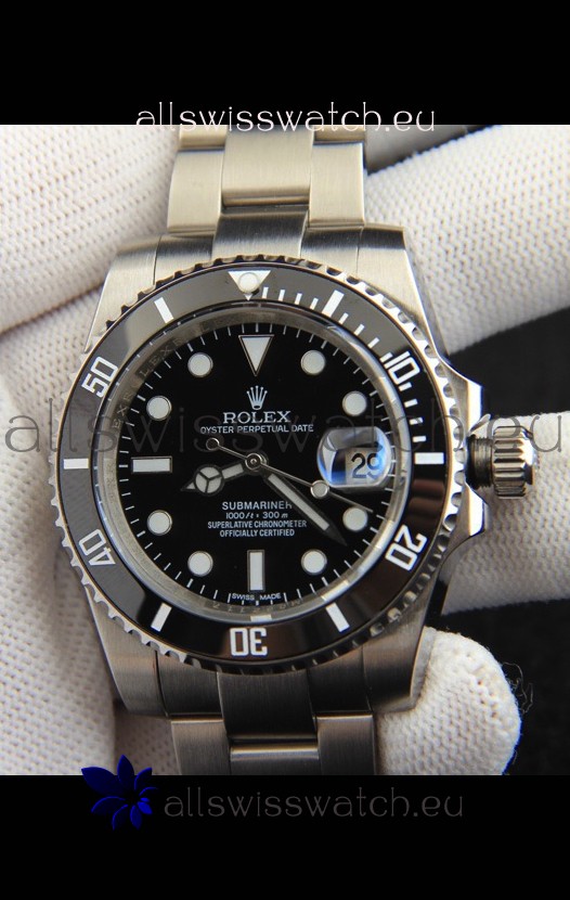 Rolex Submariner Japanese Replica Watch 904L Steel - Ceramic Bezel in Black