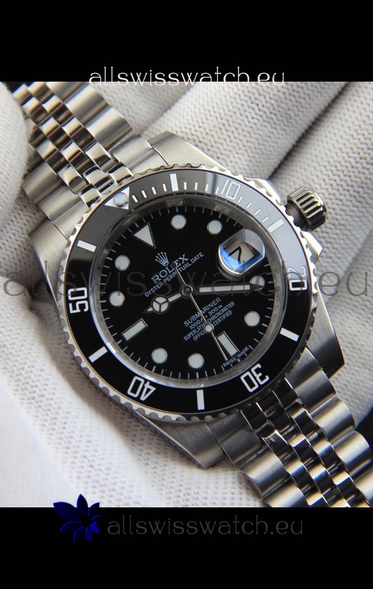 Rolex Submariner Japanese Replica Watch 904L Steel - Ceramic Bezel in Black