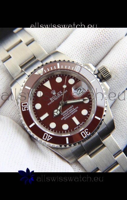Rolex Submariner Japanese Replica Watch 904L Steel Brown Dial/Bezel Watch 