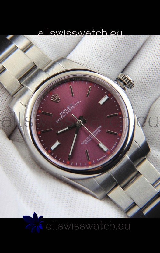 Rolex Oyster Perpetual Japanese Movement Replica Watch 39MM - Burgundy Dial