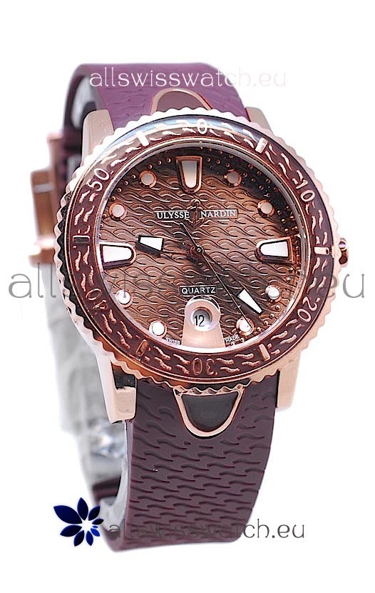 Ulysse Nardin Lady Diver Replica Watch in Gold Casing