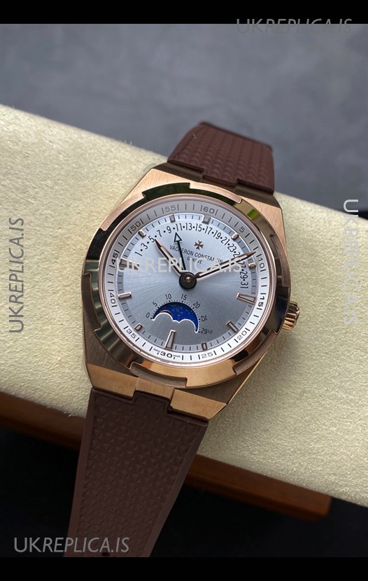 Vacheron Constantin Overseas True Moon Phase Rose Gold Steel Dial Swiss Replica Watch 