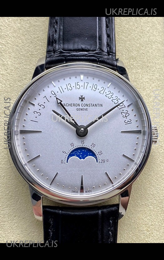 Vacheron Constantin Patrimony Moonphase Stainless Steel Steel Dial Swiss Replica Watch 
