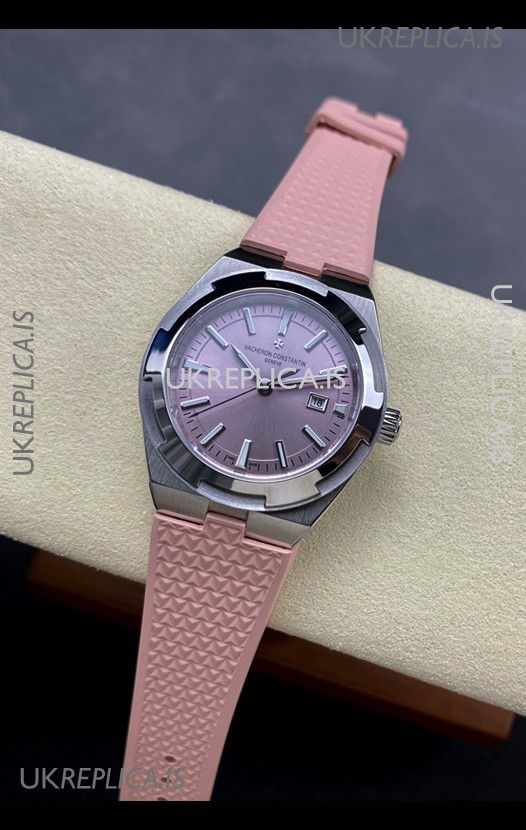 Vacheron Constantin Overseas 35MM Pink Dial Rubber Strap Super Clone Watch 
