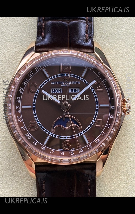 Vacheron Constantin Fiftysix Moonphase Brown Dial Rose Gold Swiss Replica Watch 