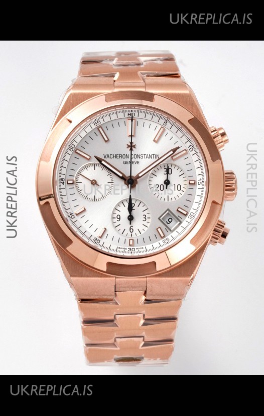 Vacheron Constantin Overseas Chronograph Rose Gold Steel Dial Super Clone Watch 